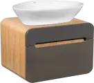 Тумба с раковиной Runo Ницца 60 дуб натуральный, графит, раковина Terzo 60