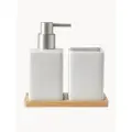 Аксессуары для ванной SAVANNA Square, 3 предмета: дозатор для мыла, стакан, подставка, белые