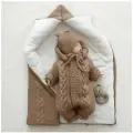Зимний вязаный детский комплект на выписку, 3 предмета, 30% шерсть, MAMINY ZAPISKY, 62 размер (0-3мес), цвет шоколад