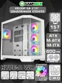 Игровой корпус для ПК GAMEMAX HYPE-A White без БП (Белый аквариум Midi-Tower АТХ Мicro-АТХ Mini-ITX CPU 157мм VGA 400мм Закаленное стекло 4*120мм, контроллер RGB, пульт, пылевой фильтр)