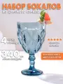 Набор бокалов Aura of Bohemia, для вина, синего цвета, стекло, 340мл, 4шт