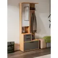 Прихожая, шкаф для прихожей с зеркалом и ящиками дуб крафт золотой/серый (ВхДхГ) 204х80х36 см, Витра