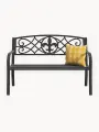 Скамейка Мир Дачника OPENWORK, ажурная, стальная, с подлокотниками и спинкой, черная, 127x85х60 см