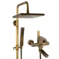 Душевая система со смесителем, 3-х функциональная , с тропическим душем, цвет античная бронза
