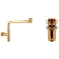 Сифон для раковины Wellsee Drainage System 182126001 в наборе 2 в 1: металлический сифон и донный клапан с переливом в цвете золото
