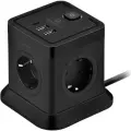 Сетевой фильтр Cablexpert Tower 4р, 10А, 1xType-C PD, 20Вт, 2хUSB, 2м, ур. защиты 2+, черный, коробка TWR-4-CU2-B-2