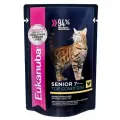 Влажный корм для пожилых кошек Eukanuba Top condition Senior 7+, c курицей, 26 шт. х 85 г (кусочки в соусе)