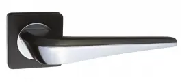 Ручка дверная межкомнатная на квадратной розетке RENZ Фиоре, черный/хром блестящий
