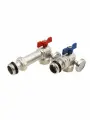 Краны шаровые угловые 1 с полусгонами и термометрами для коллекторных групп (пара) M329-4 TIM