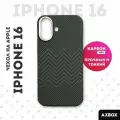Карбоновый чехол для iPhone 16 (Айфон 16) черный, кевлар, тонкий