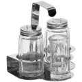 Набор для специй Prohotel соль , перец, стакан для зубочисток, 85х100х100мм, нерж. сталь, стекло