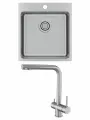 Комплект: Мойка для кухни KUCHENSTERN HERD 45 R-25 + Смеситель FOKUS-FS из нержавеющей стали AISI 304 + ролл-мат