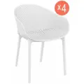 Комплект из 4-х садовых кресел Siesta Contract Sky, Турция, пластиковое, для дачи и лоджии, цвет белый