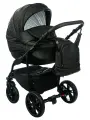 Детская универсальная коляска 2 в 1 Jovola Velino, всесезонная с реверсивным блоком, (Ve 03), черная кожа