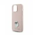Lagerfeld для iPhone 15 Pro Max чехол Liquid silicone NFT Choupette metal pin Hard Pink