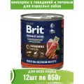 Brit Набор 12 шт Консервы для собак Premium by Nature с говядиной и печенью 0,850кг