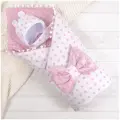 Конверт-одеяло Звездочки, розовые + бант + шапочка, демисезон