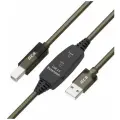 Активный кабель USB 2.0 BM с усилителем сигнала + разъём для доп. питания, LED-индикаторы (GCR-UPCa5), черный; прозрачный, 5.0м