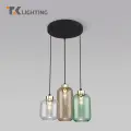 Подвесной светильник со стеклянными плафонами TK Lighting Marco 3325, E27, 3*60 Вт, прозрачный/янтарный/зеленый