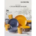 Столовый сервиз Domenik TWIST, керамика, 24 предмета, 6 персоны, цвет синий/желтый