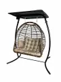 Подвесное садовое кресло Гаити на стойке, KALYMERA, с тентом, плетеный ротанг, мягкое сиденье, двухместное