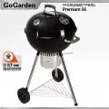 Круглый угольный гриль барбекю GoGarden Premium 56 с термометром, черный