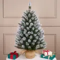 Настольная елка в мешочке Женева заснеженная с шишками 90 см, леска, Triumph Tree, 72064