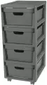 Комод четырехсекционный на колесах Econova Luxe, 300 x 385 x 690 мм, серый