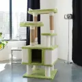 Игровой комплекс для кошек с домиком и игрушкой, высокая когтеточка Лапа зелёный