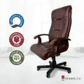 Офисное кресло руководителя компьютерное Венген, кожаное, дерево, бордовое