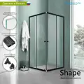 Душевой уголок Domani-Spa Shape с раздвижными дверями 90х90, без поддона, прозрачное стекло, квадратный, черный профиль
