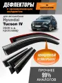 Дефлекторы Hyundai Tucson 4 (2020-н. в.), ветровики Хендай Туксон 4, кроссовер, накладные, 6шт, хром