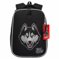 Ранец школьный для мальчиков GRIZZLY RAw-595-10, черный - серый, 26х37х16