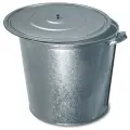 Бак для белья, оцинкованная сталь, 32 л, серебристый, с крышкой