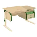 Парта растущая дэми СУТ-25-03 с тумбой, размер 120х55х81,5 см цвет ЛДСП клен, накладки зеленые, ноги бежевые