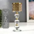 Подсвечник стекло на 1 свечу Золотые камешки ножка с кристаллами 21х7,5х7,5 см