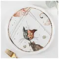 Тарелка фарфоровая обеденная Доляна «Коты-аристократы», d=26,5 см, цвет белый