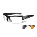 Очки стрелковые Wiley X Valor / Дымчато-серая+прозрачная+светло-рыжая линзы / Черная матовая