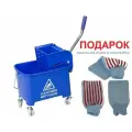 Тележка уборочная ведро на колесах 20л (2 секции по 10л) с отжимом синий цвет
