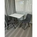 Дизайнерский стол обеденный/ цвет Белый, 90*70 см. Ножки серый хром.