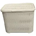 Корзина для белья с крышкой Кремовая 40л