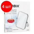 Комплект 4 шт, Зеркало настольное BRABIX, 19х16 см, двустороннее, с увеличением, прозрачная рамка, 607423