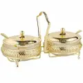 Набор вазочек для варенья с крышкой и ложками, цвет золотой, стекло + нержавеющая сталь, Queen Anne, Великобритания, QA-4/4332