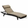 Шезлонг Авиано с матрасом, мебель для сада, бассейна, спа-зоны из искусственного ротанга, цвет — венге, матрас бежевый с коричневым кантом