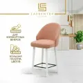 Мягкий полубарный стул 60 см Fusion Standart F03+, на белых дубовых ножках, велюр цвет пыльная роза, лаврентьев студио