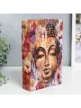 Сейф-книга дерево кожзам Голова будды в цветах 21х13х5 см