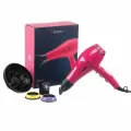 Фен DEWAL FIESTA, фуксия, 2600Вт, ионизация, светодиод, 2нас+1дифф+ 2фильтра, провод 3м