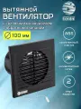 Вентилятор вытяжной D 100 мм с обратным клапаном, с тяговым выключателем, с москитной сеткой, abs-пластик, черный глянцевый