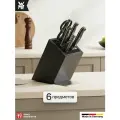 Набор ножей WMF Spitzenklasse, 4 кованых ножа, кухонные ножницы, подставка для ножей Flextec, 6 предметов, черный