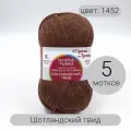 Пряжа для ручного вязания Шотландский твид 1452 100% шерсть 100г 360м 5шт